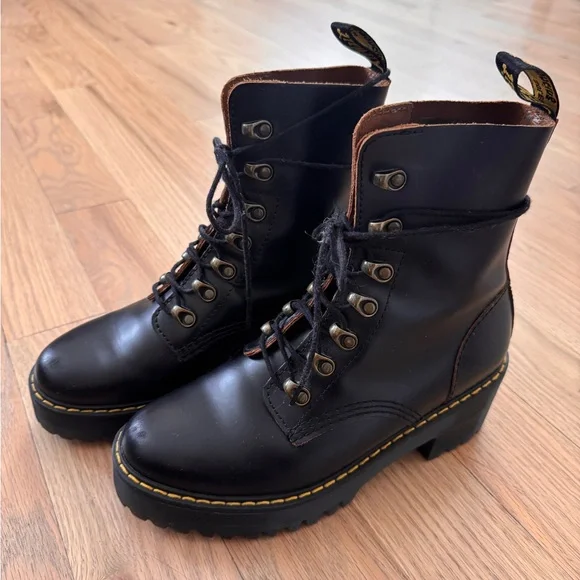 Dr. Martens Black Combat Boots with Rugged Sole - Picture 1 of 6